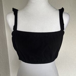 Aritzia Wilfred Black Crop Top With Ruffle Sleeve Size XS